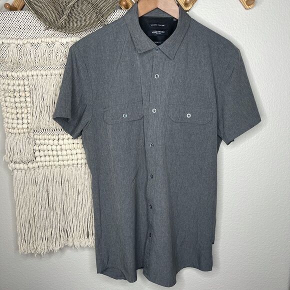Kenneth Cole Gray Slim Fit Button Front Shirt - Picture 1 of 4